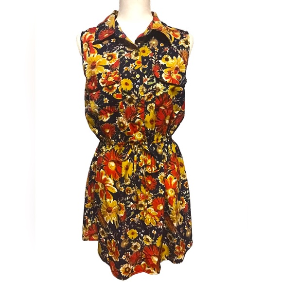 Speed Control Dresses & Skirts - Speed Control sleeveless floral shirt dress, midi length, size Petite Large